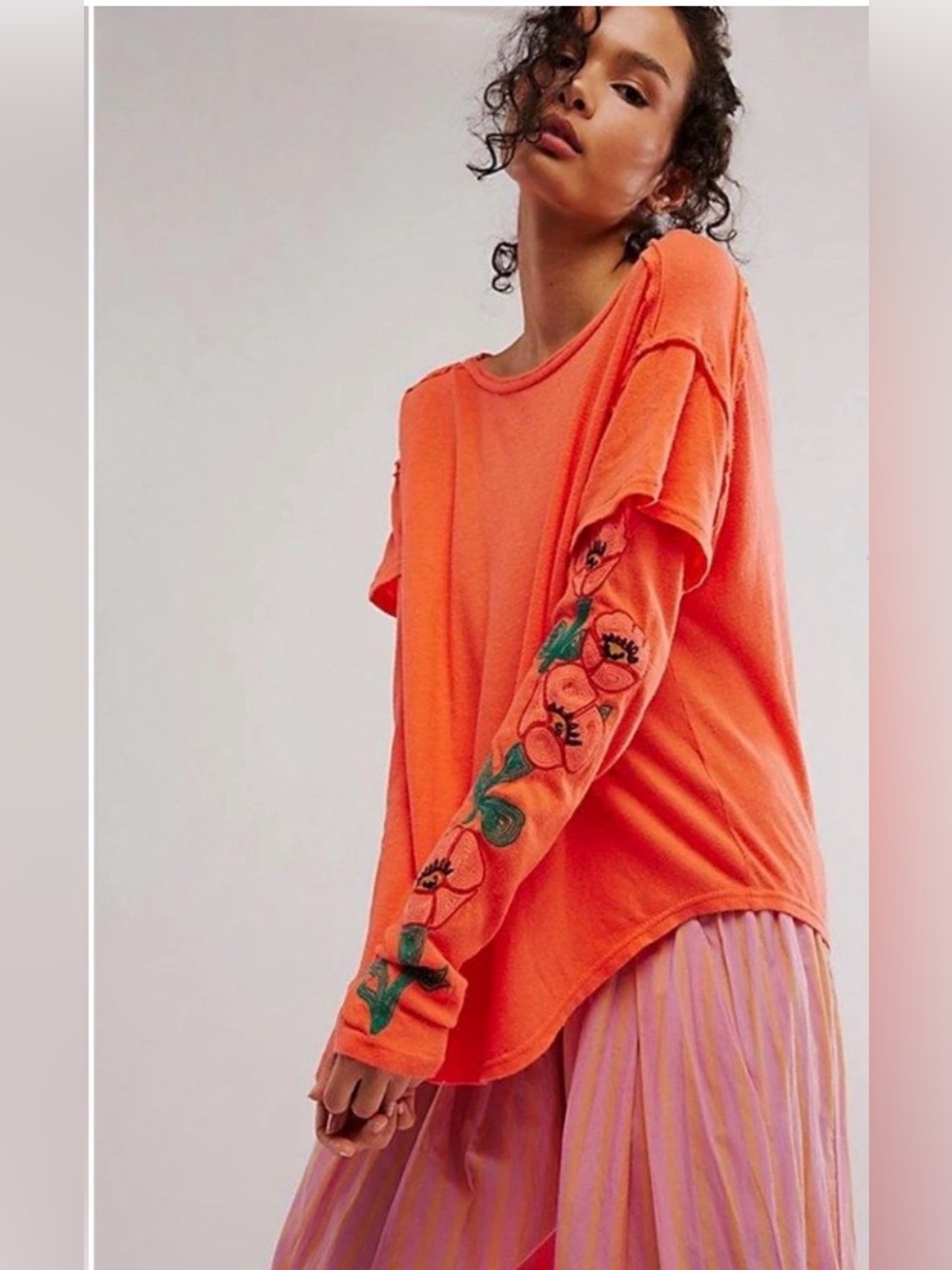 Free People Not your poppys long sleeve Tee-NWT